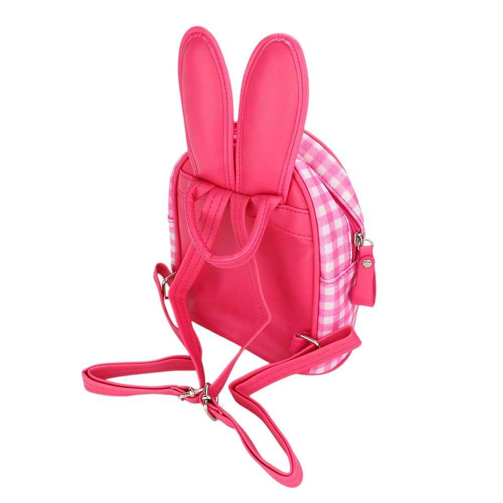 Glittered Check Patterned Bunny Mini Backpack Bag