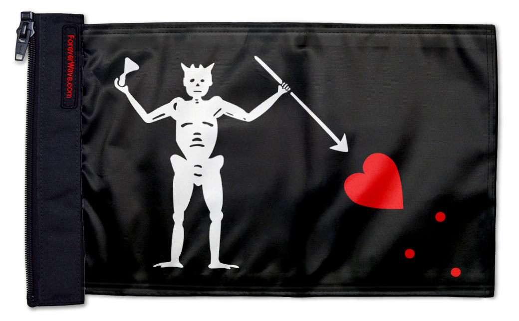 Blackbeard 12"x18" Forever Wave Flag for Jeep Wrangler YJ 1986-1995