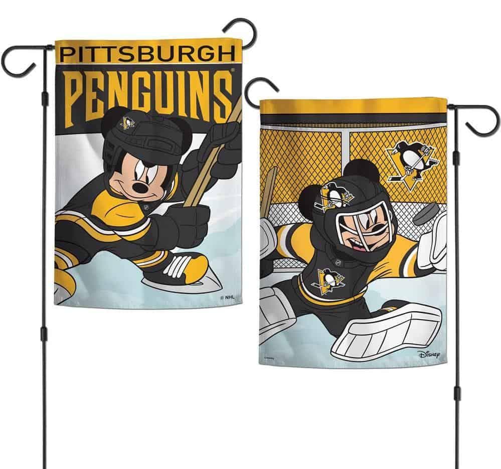 Pittsburgh Penguins Garden Flag 2 Sided Mickey Mouse Hockey