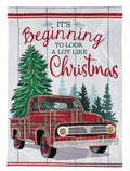 Plaid Christmas Truck Garden Flag 2 Sided It's Beginning To Look A Lot Like Christmas