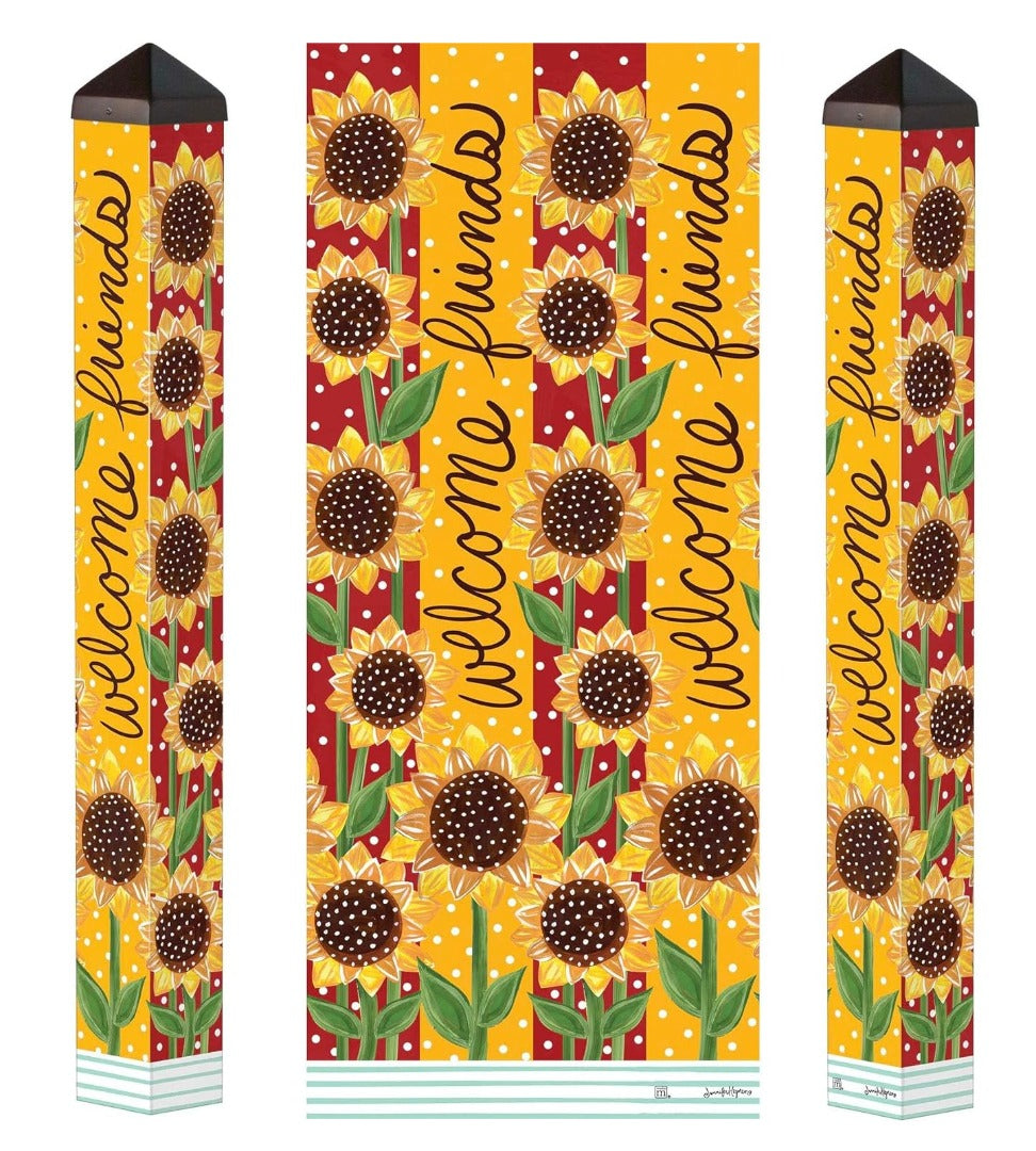 Playful Sunflowers Art Pole 40 Inches Tall