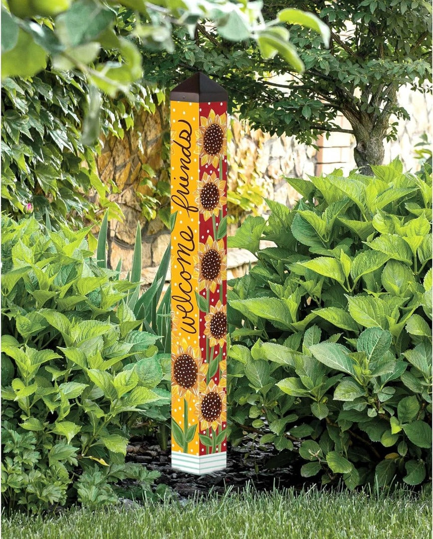 Playful Sunflowers Art Pole 40 Inches Tall