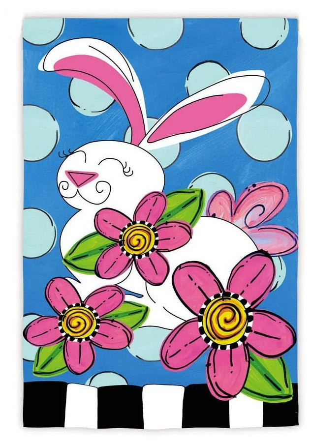 Polka Dot Bunny 2 Sided Garden Flag