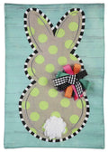 Polka Dot Bunny Easter Garden Flag 2 Sided Burlap
