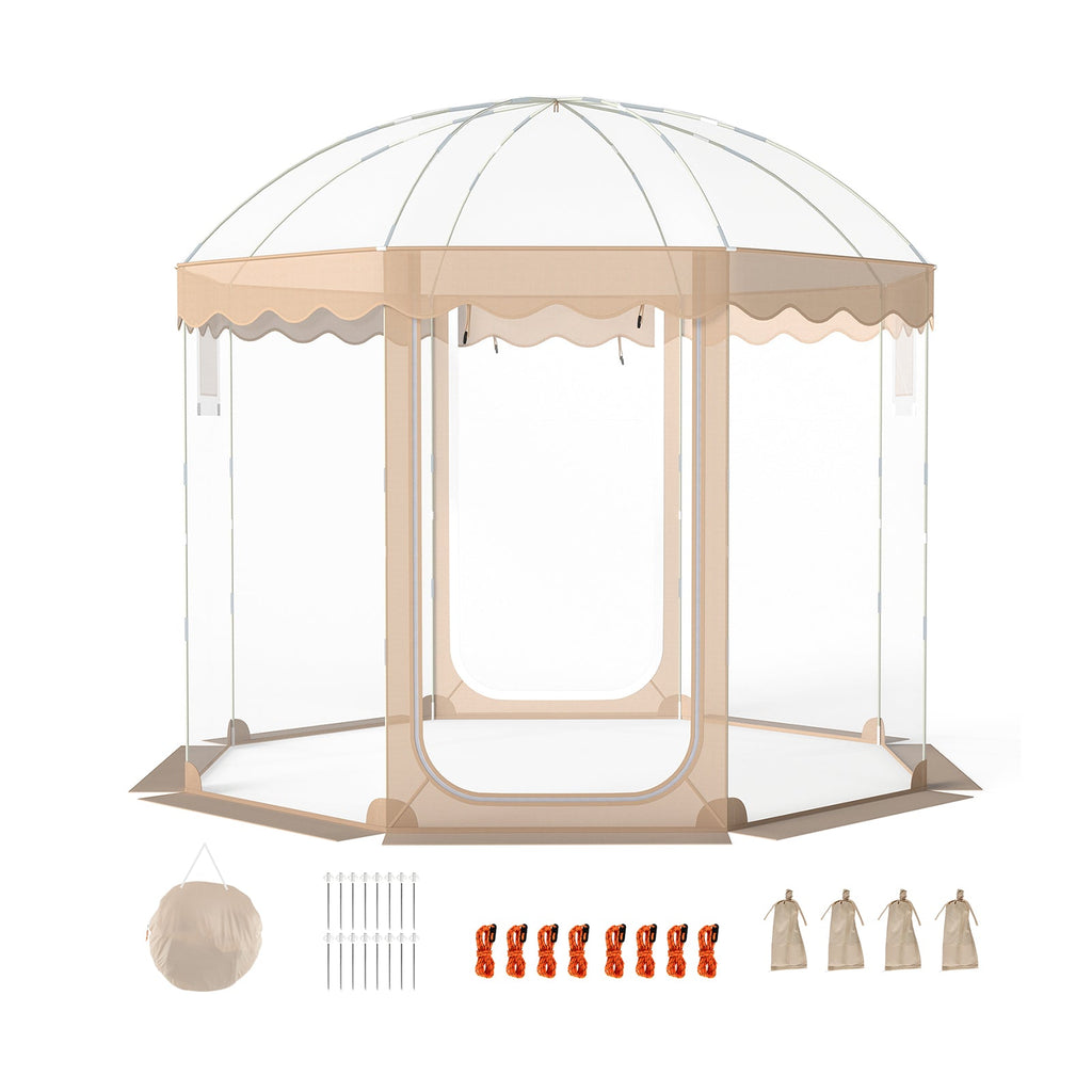 Pop Up Bubble Tent 10x10 FT for 8-10 People Weatherproof Pod with 540° Panoramic Clear PVC