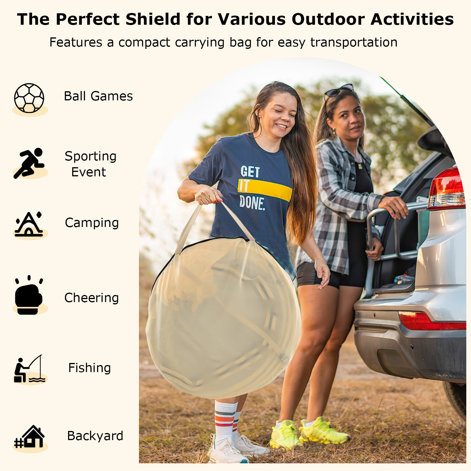 Instant Pop up Sports Tent with Carrying Bag and Floor Mat for 1-2/5-6 People
