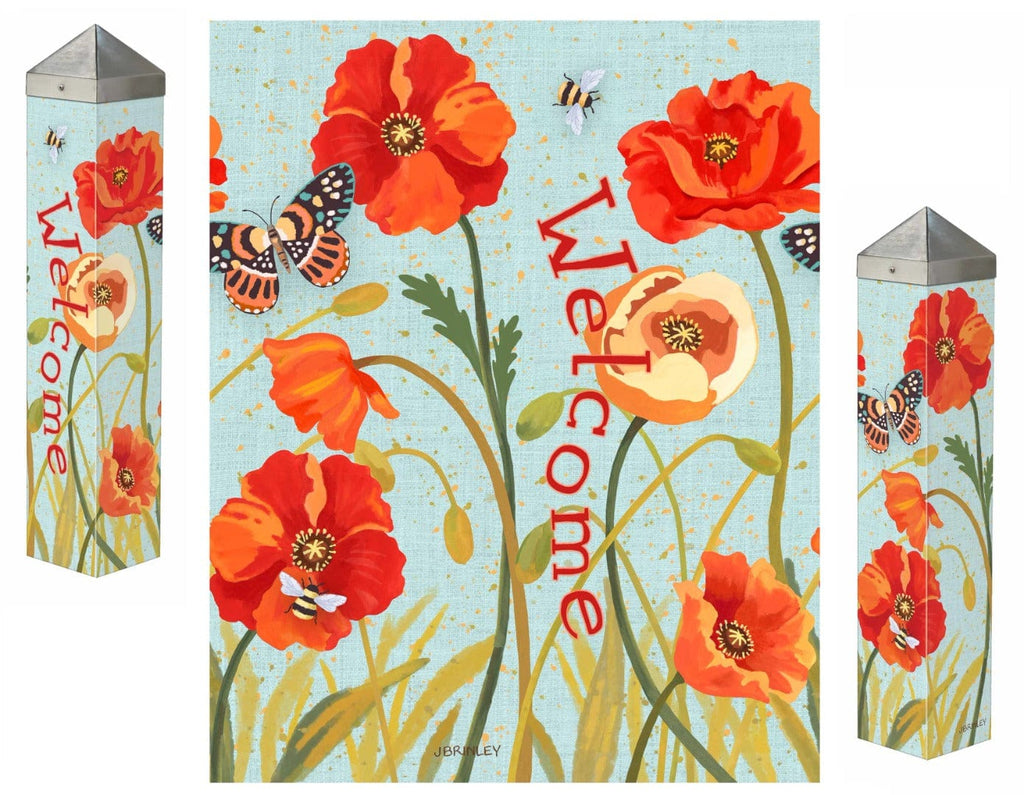 Poppy Butterfly Art Pole 20 Inches Tall