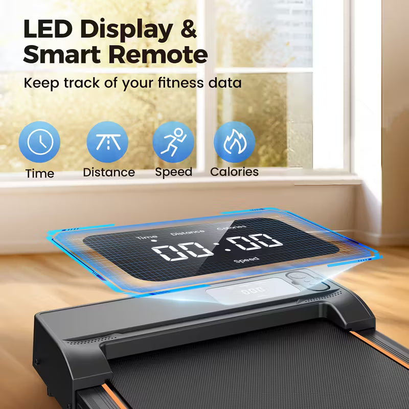 Portable Under Desk Walking Pad Treadmill, Support 2.5HP Lightweight Home Office Fitness Treadmill, 2-in