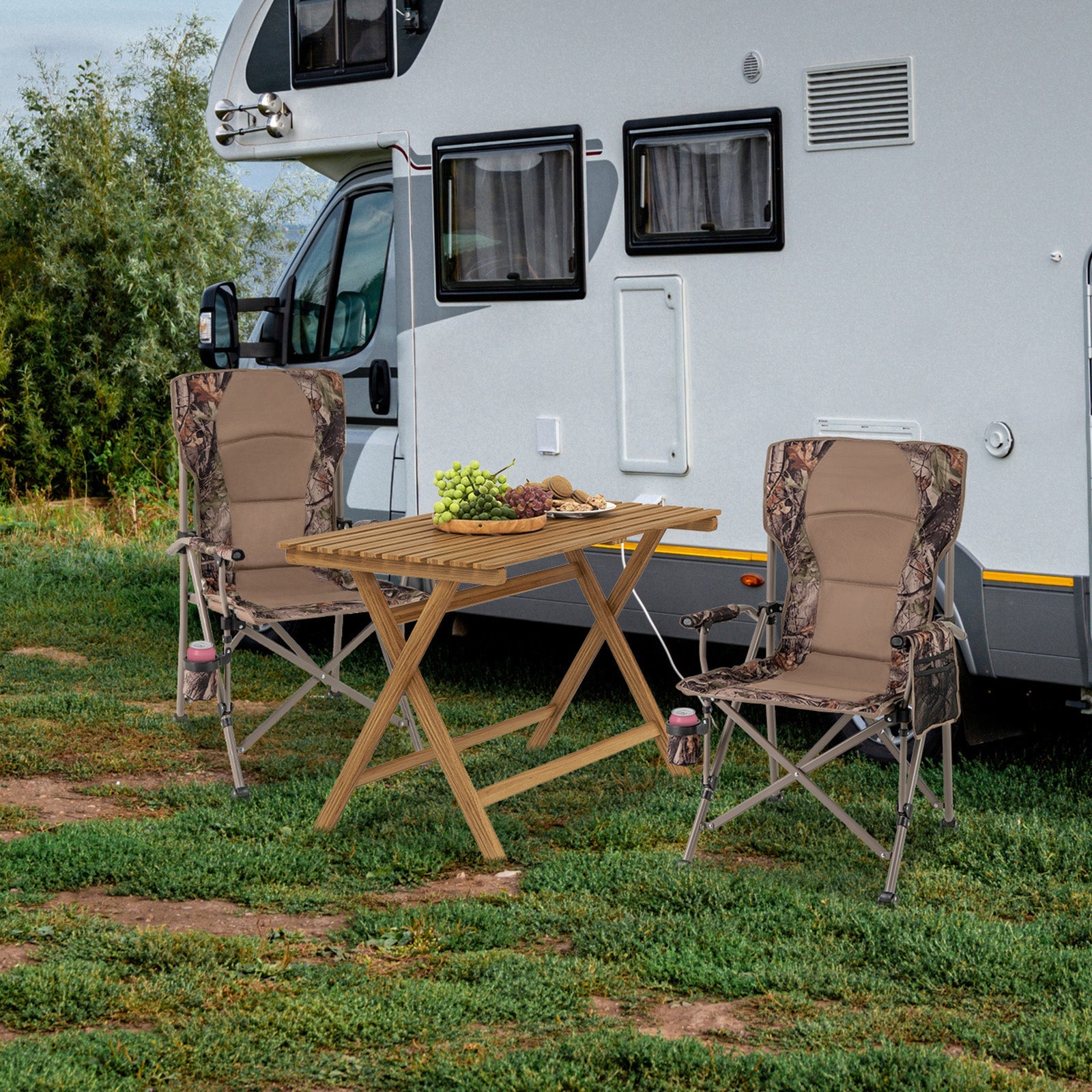 Portable Camping Chair with 400 LBS Metal Frame and Anti-Slip Feet