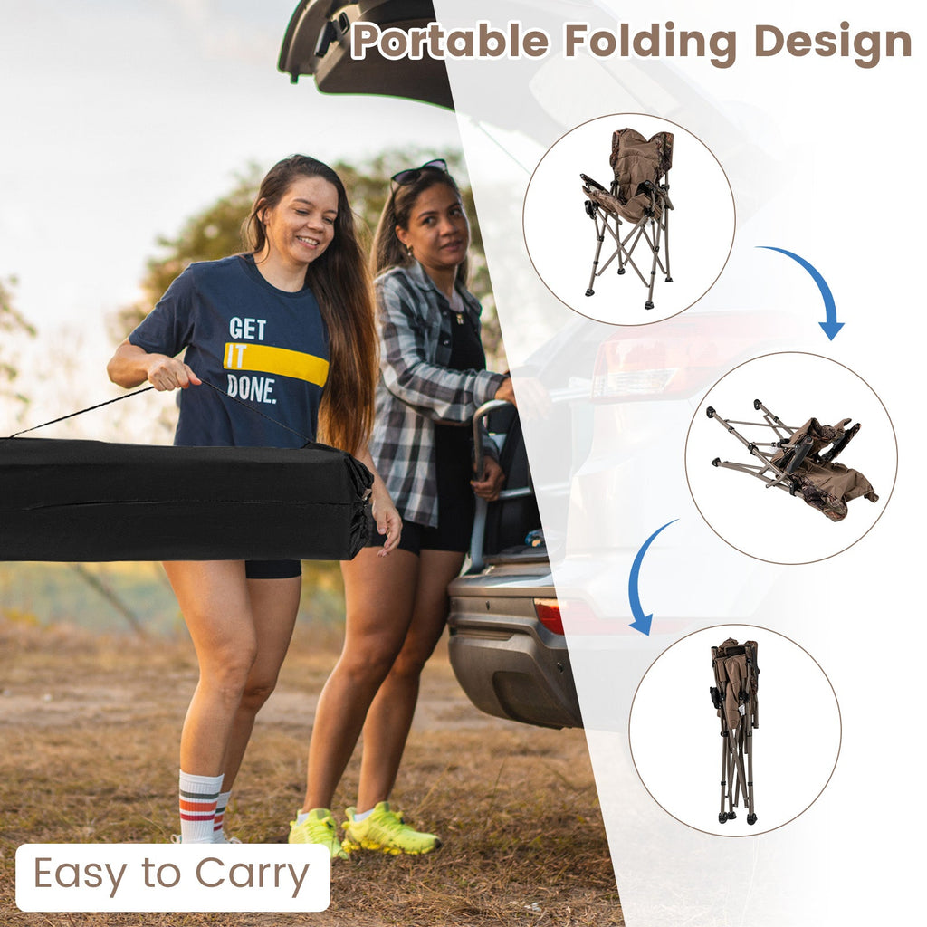 Portable Camping Chair with 400 LBS Metal Frame and Anti-Slip Feet