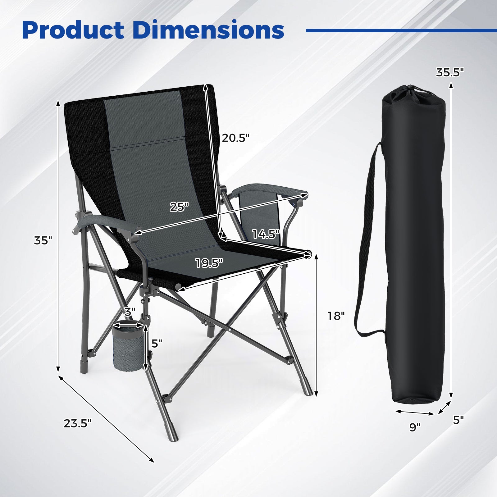 Portable Folding Oxford Cloth Camping Chair with Cup Holder and Side Pocket