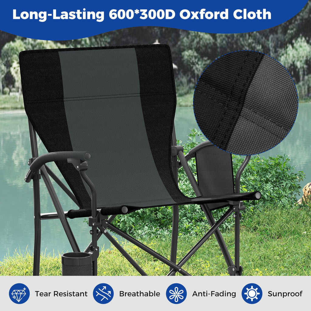 Portable Folding Oxford Cloth Camping Chair with Cup Holder and Side Pocket