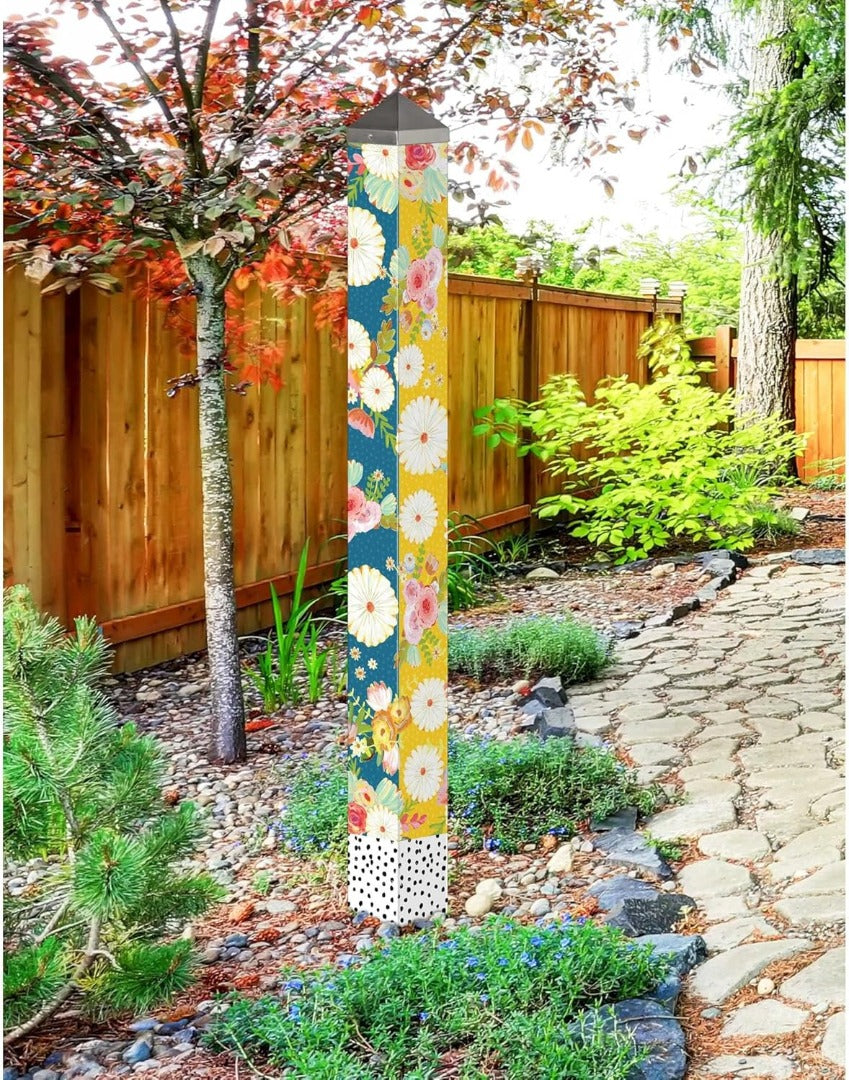 Positivity Blooms Blue Art Pole 60 Inches Tall