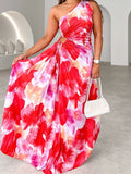Printed Asymmetrical Maxi Dress