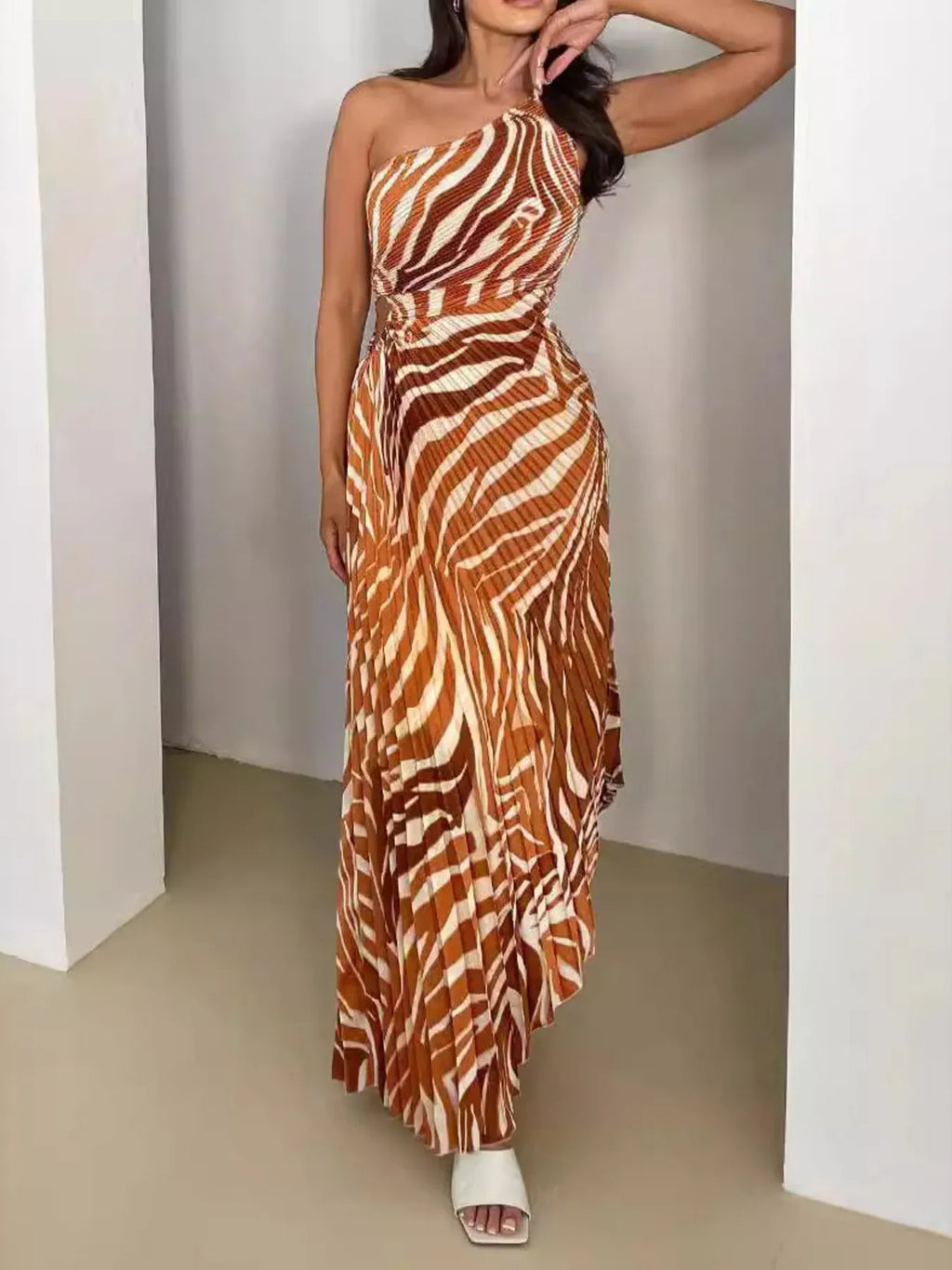 Printed Asymmetrical Maxi Dress