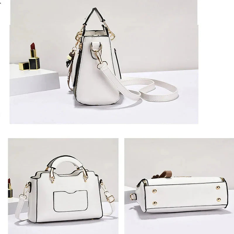 Printed monogram straddle leather bag.