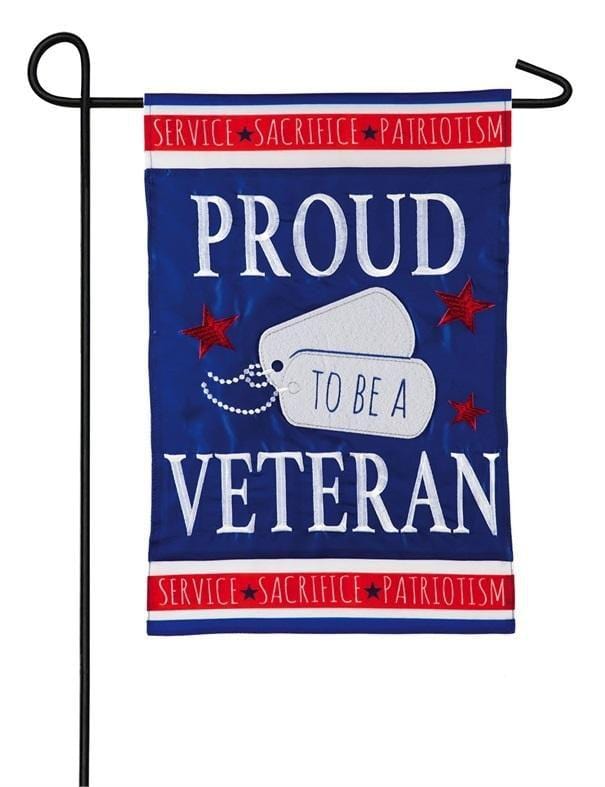 Proud Veteran Garden Flag 2 Sided Applique