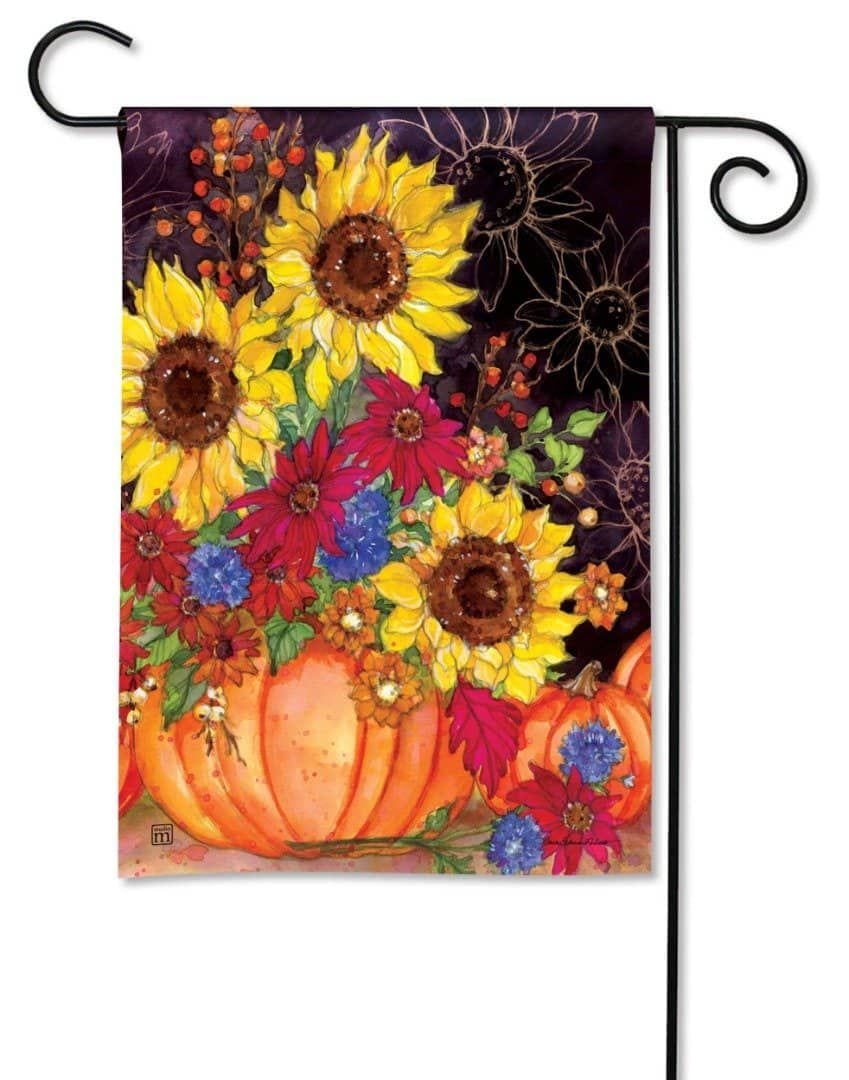 Pumpkin Bouquet Garden Flag 2 Sided Sunflowers