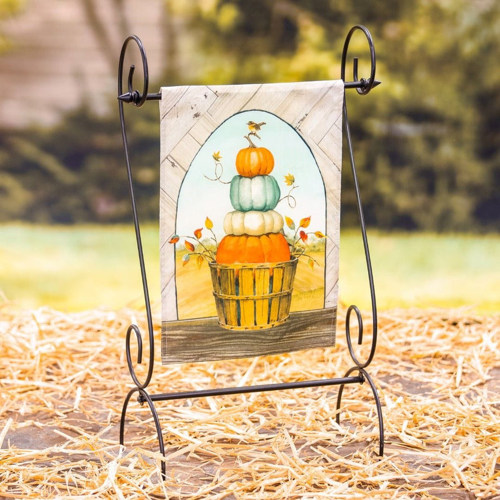 Pumpkin Topiary Garden Flag 2 Sided Fall Strie