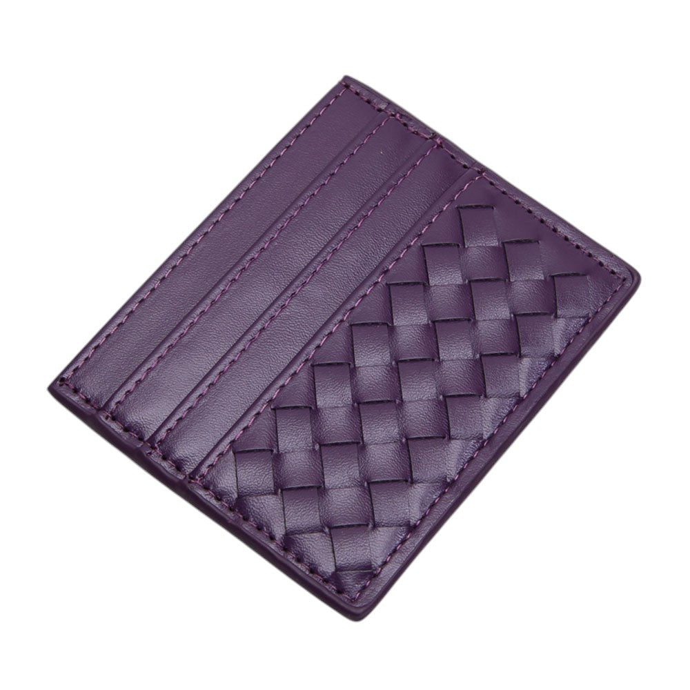 Faux Leather Basket Weave Card Holder Wallet
