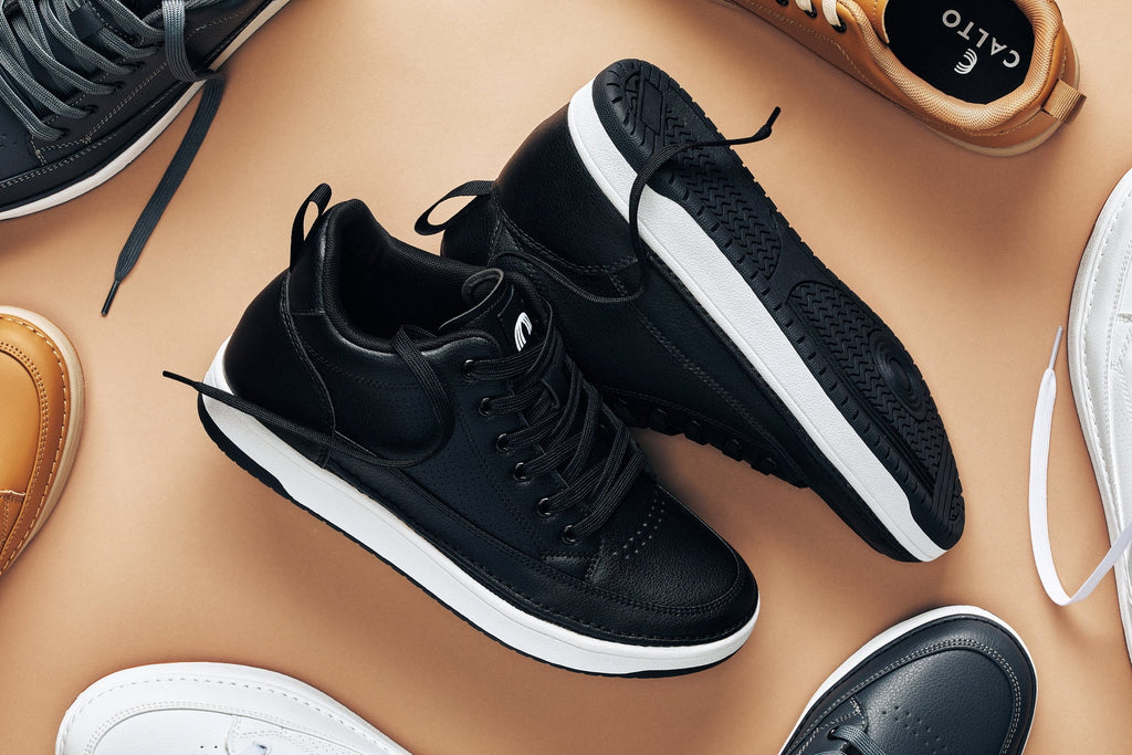 CALTO - Q271 - 2 Inches Taller (Black Noir) - Elevated Leatherette Micro-Perforated Sneakers