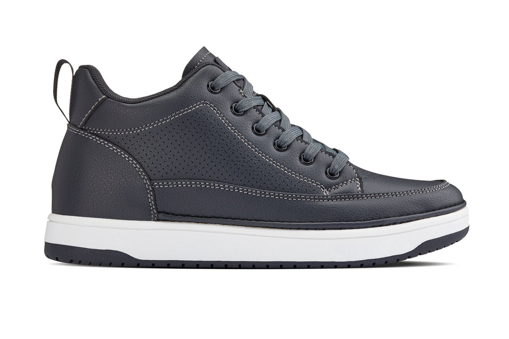 CALTO - Q273 - 2 Inches Taller (Cement Grey) -Elevated Leatherette Micro-Perforated Sneakers