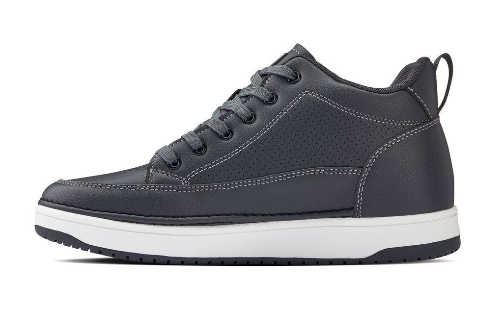 CALTO - Q273 - 2 Inches Taller (Cement Grey) -Elevated Leatherette Micro-Perforated Sneakers