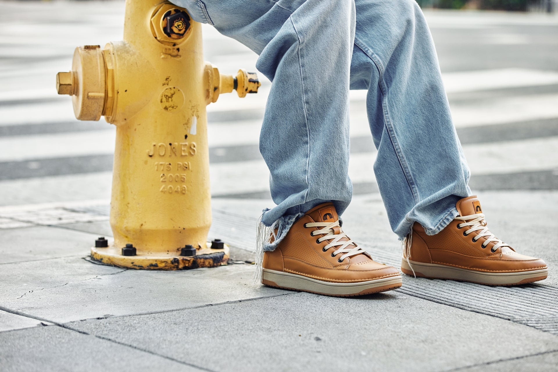 CALTO - Q274 - 2 Inches Taller (Camel Brown & Gum Sole) - Elevated Leatherette Micro-Perforated Sneakers