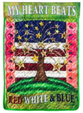Quilted American Heartbeat Garden Flag 2 Sided