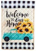 Quilted Mint Sunflower Truck Garden Flag 2 Sided