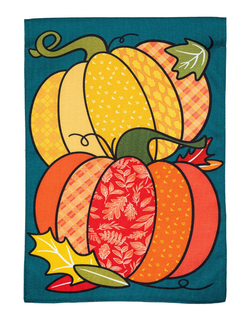 Quilted Pumpkins 2 Sided Garden Flag
