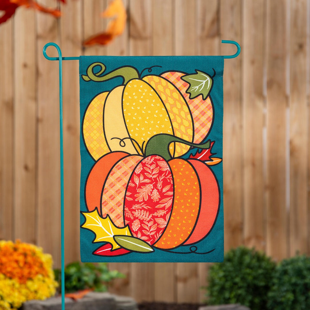 Quilted Pumpkins 2 Sided Garden Flag