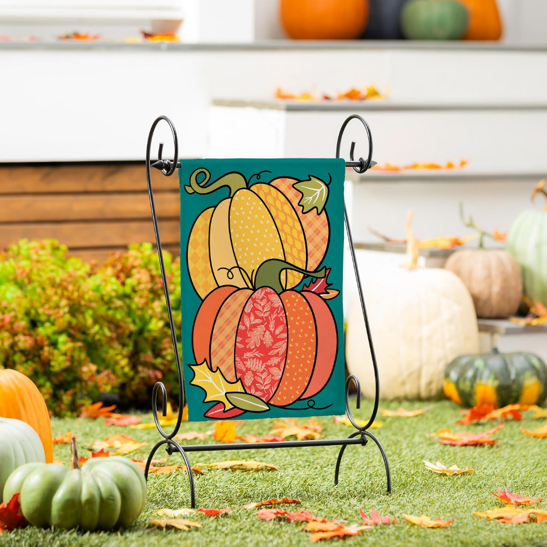 Quilted Pumpkins 2 Sided Garden Flag