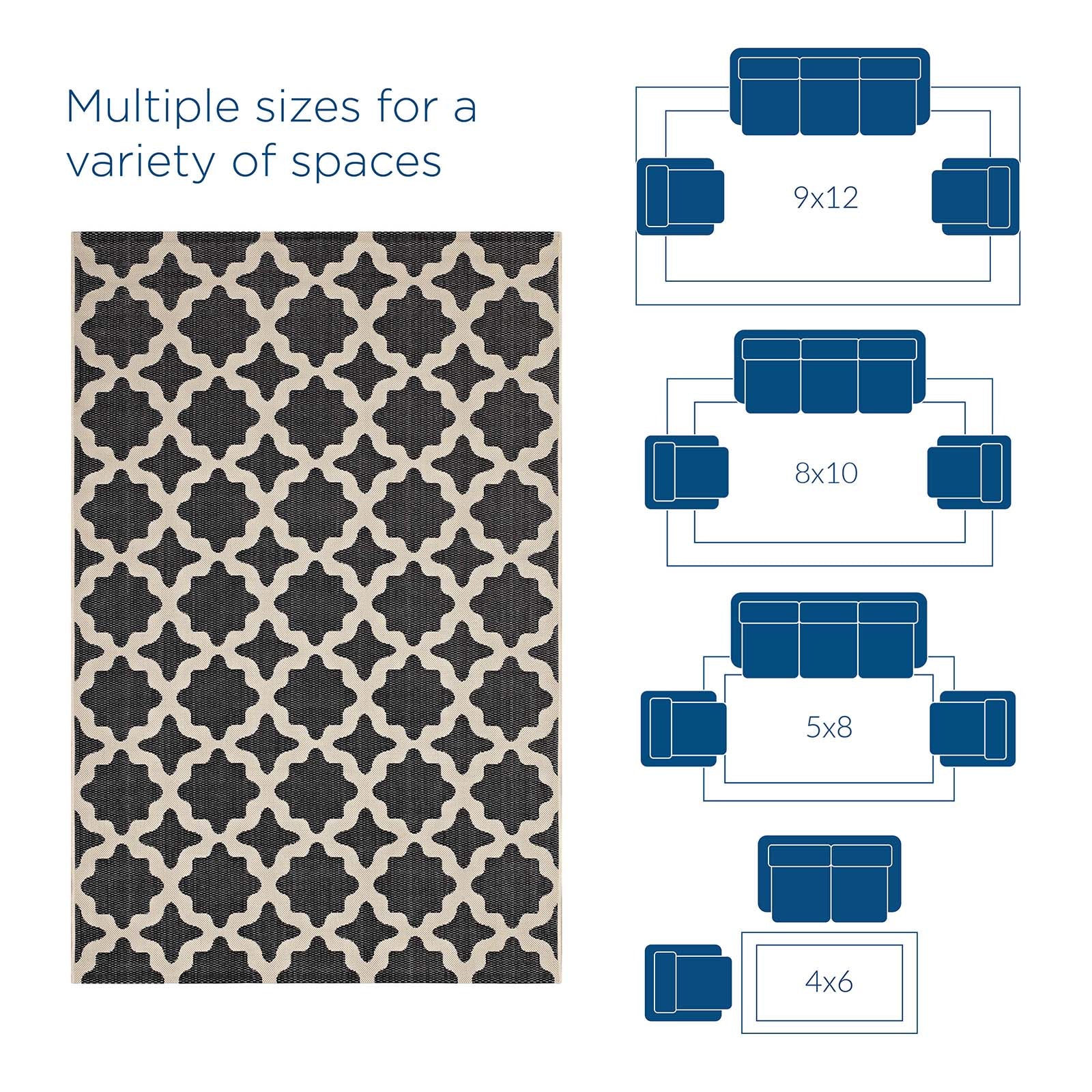 Cerelia Moroccan Trellis Indoor and Outdoor 9x12 Area Rug by Modway