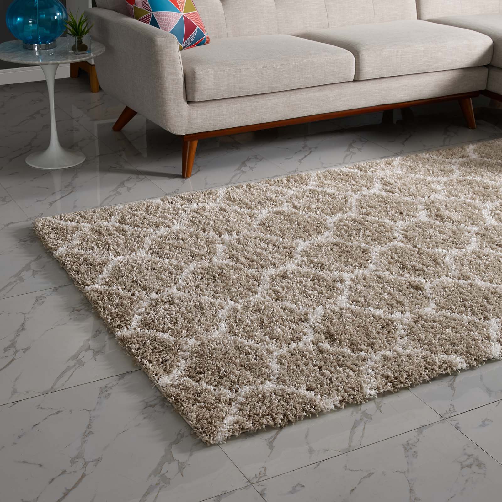 Solvea Moroccan Trellis 8x10 Shag Area Rug by Modway