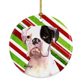 White Boxer Cooper  Ceramic Ornament Christmas Tree Hanging Decorations for Home Christmas Holiday, Party, Gift, 3 in, Multicolor