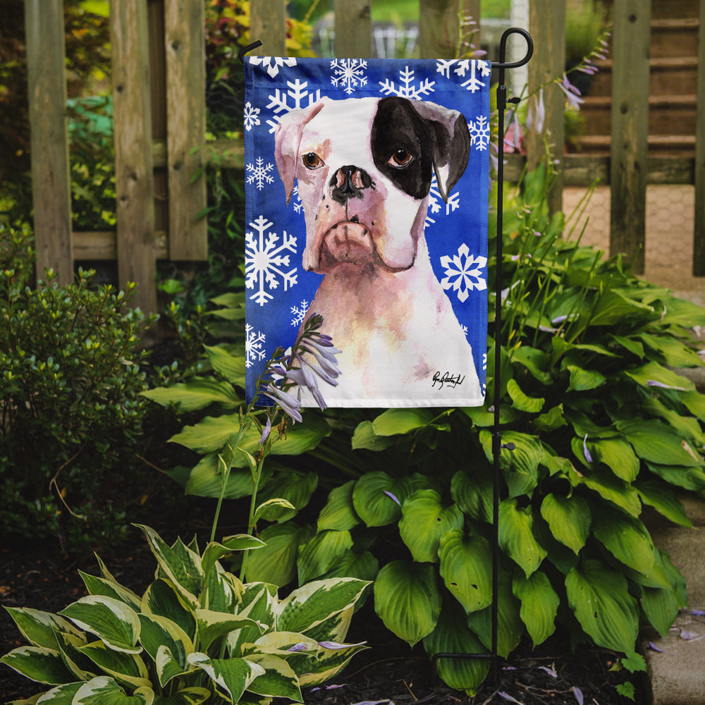 White Boxer Cooper Winter Snowflakes Garden Flag Mailbox Decorative Yard Banner Outside Patio Artwork for Flower Beds, Garden Size, Multicolor