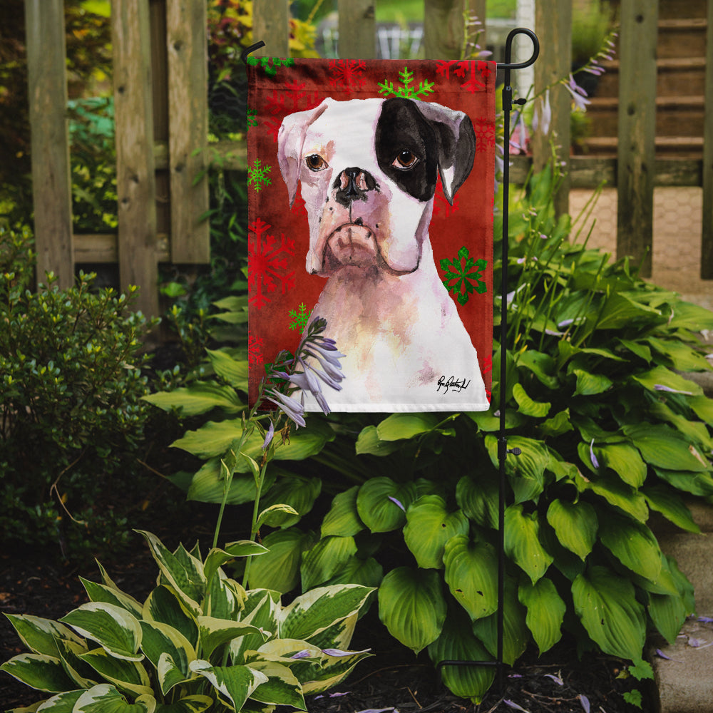 White Boxer Cooper Winter Snowflakes Garden Flag Mailbox Decorative Yard Banner Outside Patio Artwork for Flower Beds, Garden Size, Multicolor