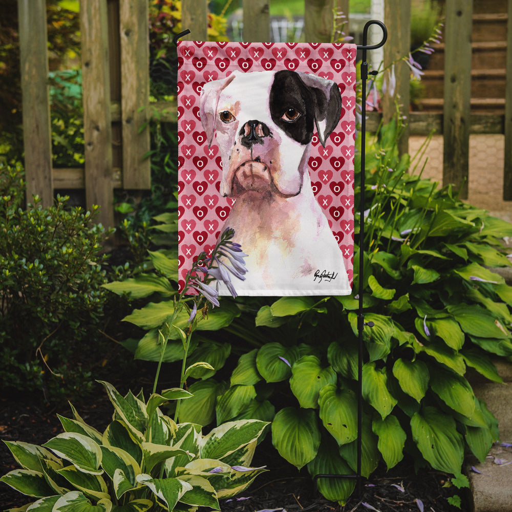 White Boxer Cooper Hearts and Love Garden Flag Mailbox Decorative Yard Banner Outside Patio Artwork for Flower Beds, Garden Size, Multicolor
