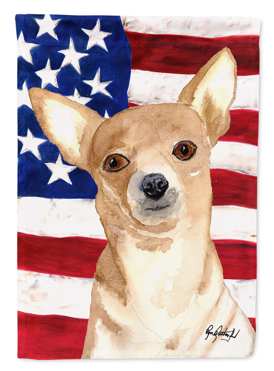 USA American Flag with Chihuahua Garden Flag Mailbox Decorative Yard Banner Outside Patio Artwork for Flower Beds, Garden Size, Multicolor