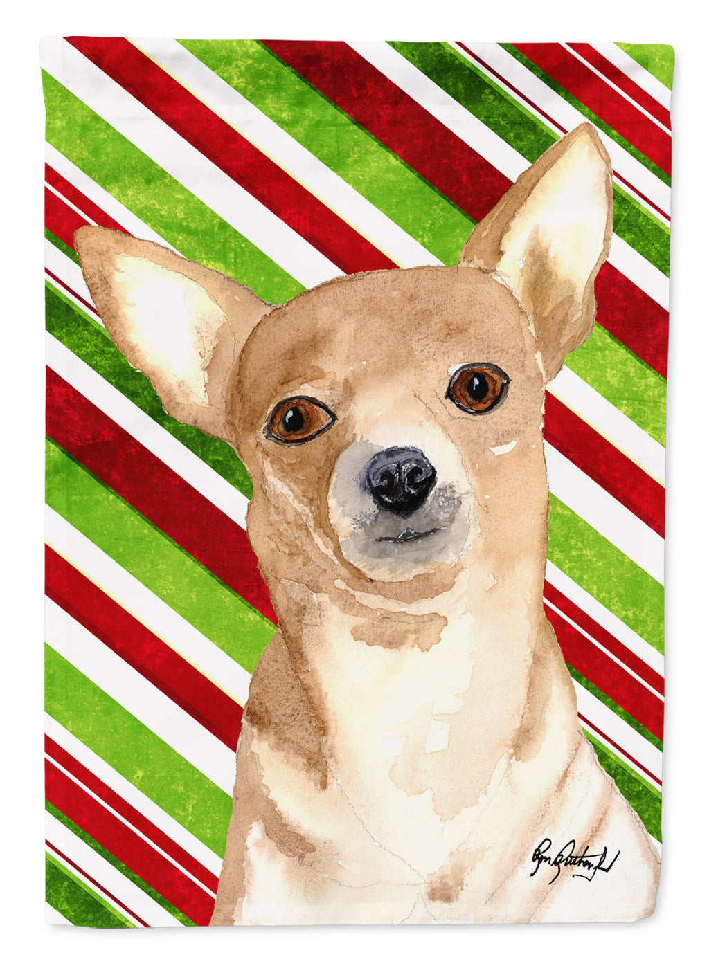 Chihuahua Candy Cane Christmas Garden Flag Mailbox Decorative Yard Banner Outside Patio Artwork for Flower Beds, Garden Size, Multicolor