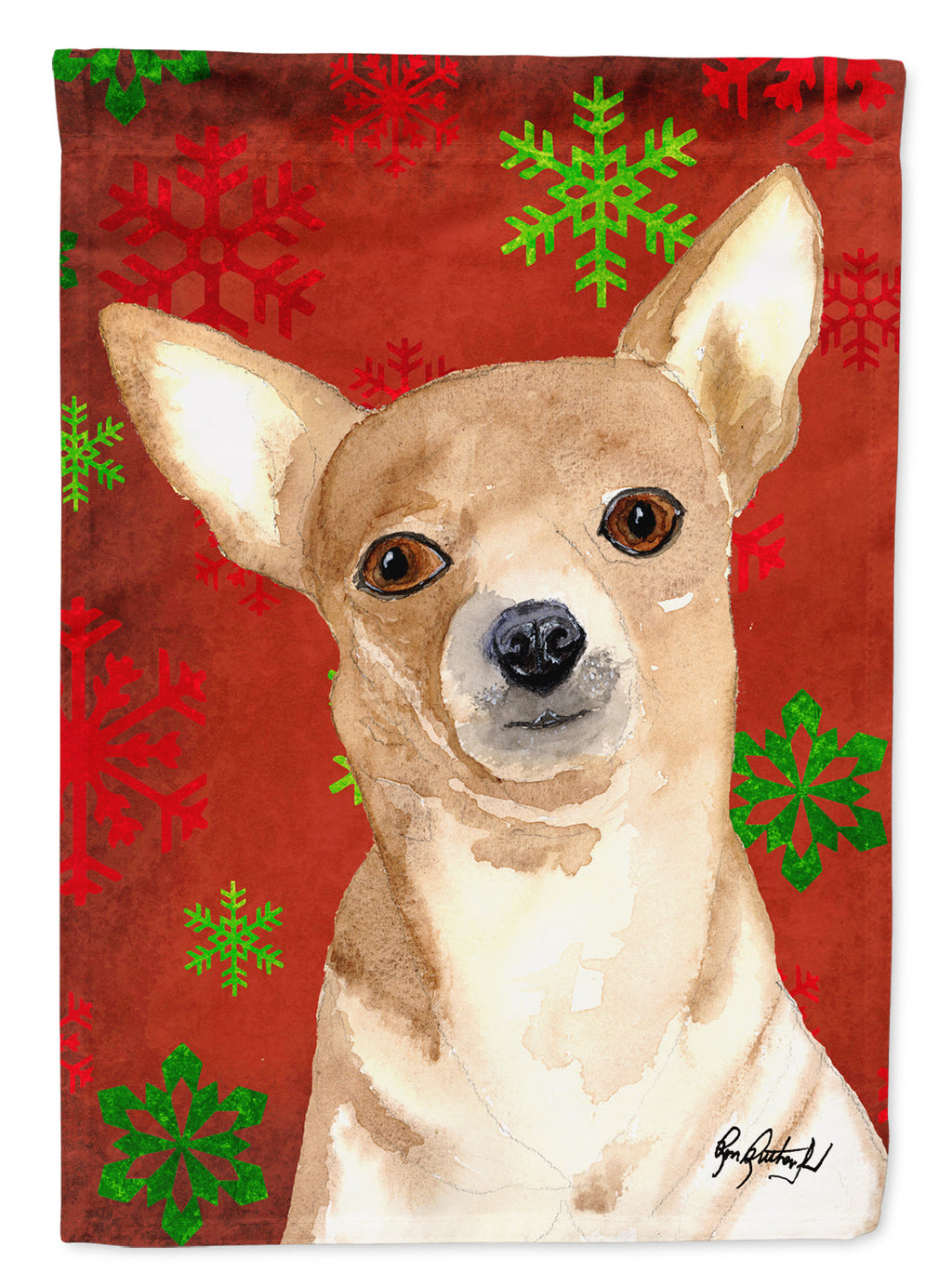 Chihuahua Red Snowflakes Garden Flag Mailbox Decorative Yard Banner Outside Patio Artwork for Flower Beds, Garden Size, Multicolor