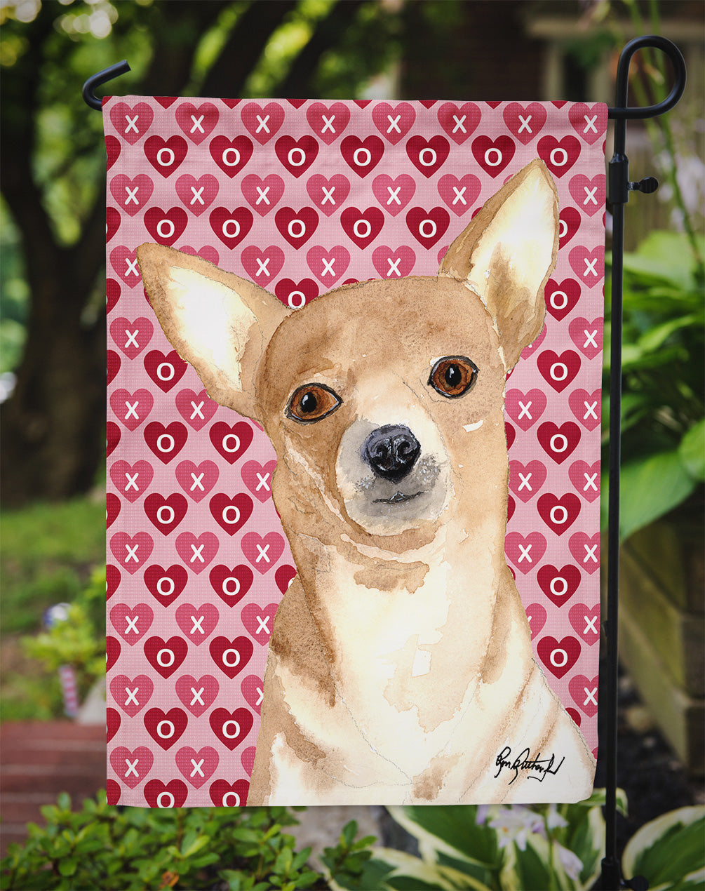 Chihuahua Hearts and Love Garden Flag Mailbox Decorative Yard Banner Outside Patio Artwork for Flower Beds, Garden Size, Multicolor
