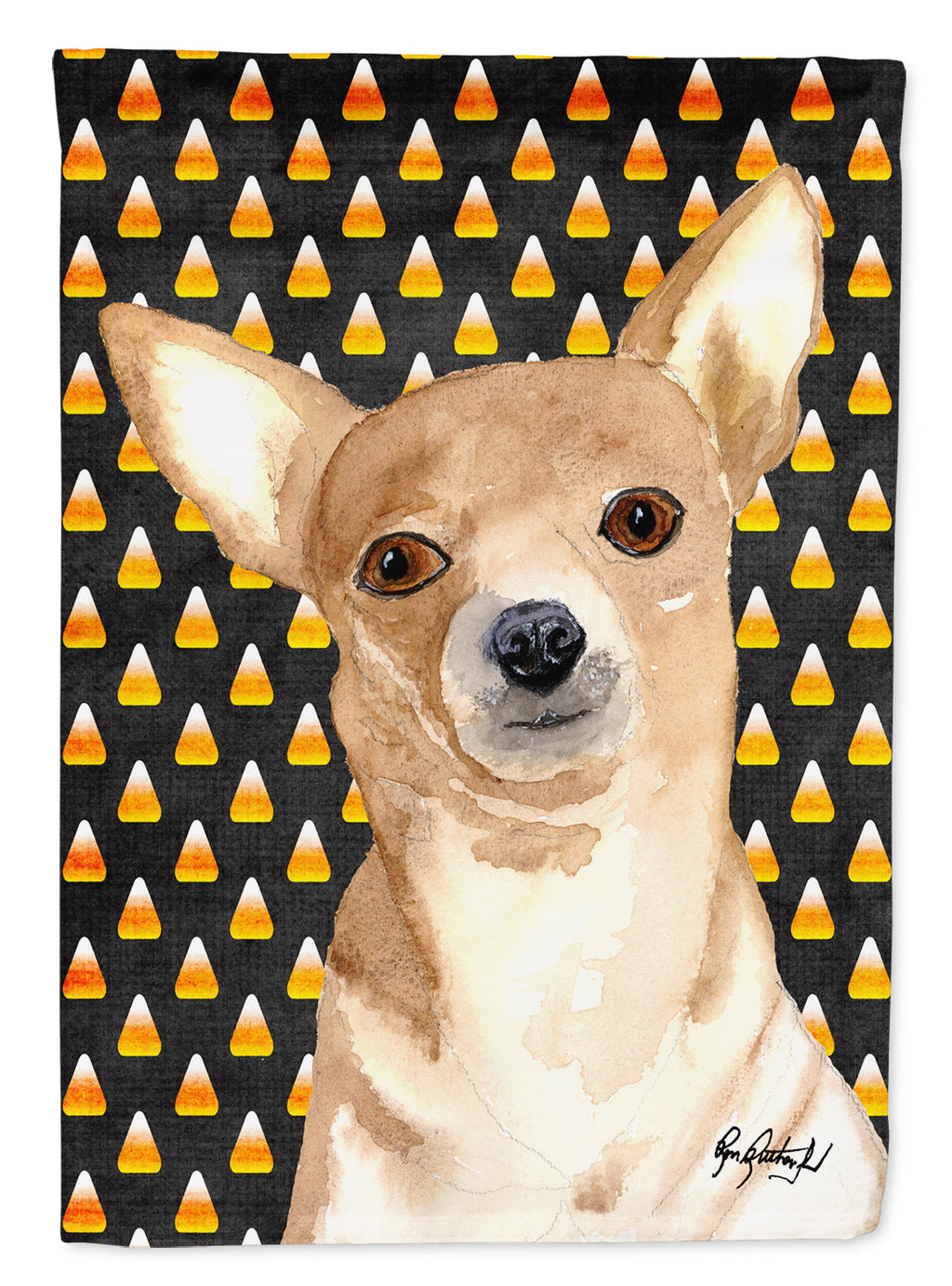 Chihuahua Candy Corn Halloween Garden Flag Mailbox Decorative Yard Banner Outside Patio Artwork for Flower Beds, Garden Size, Multicolor