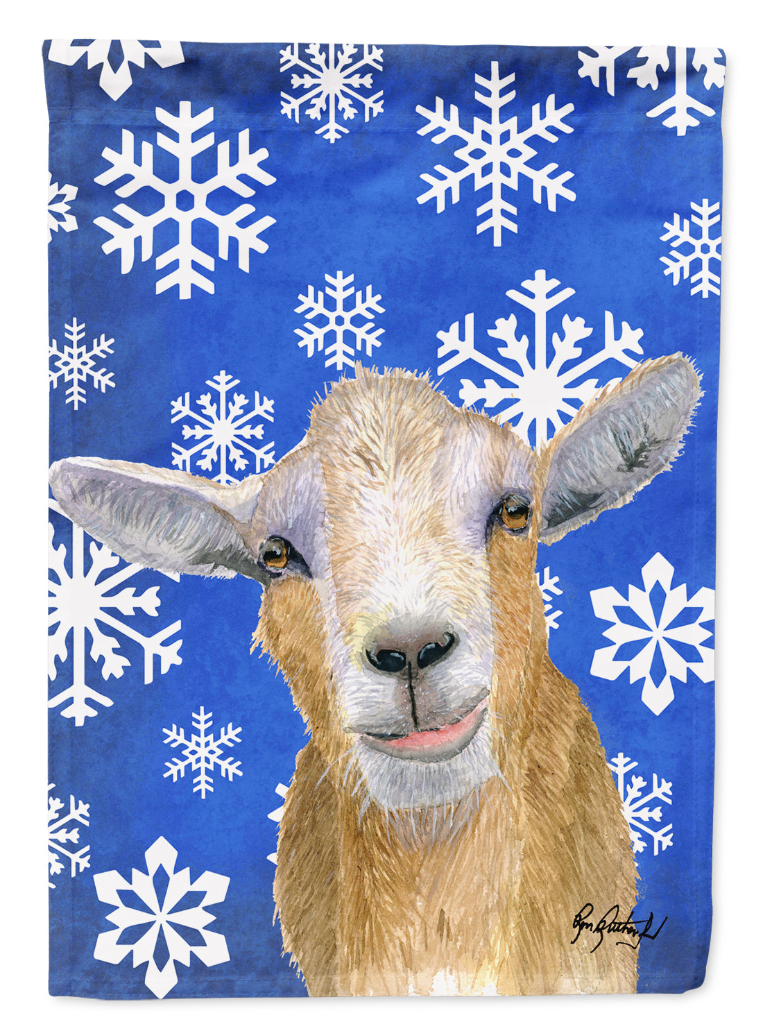 Goat Winter Snowflakes Holiday Garden Flag Mailbox Decorative Yard Banner Outside Patio Artwork for Flower Beds, Garden Size, Multicolor