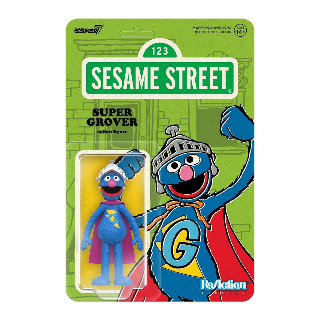 Super7 x SESAME STREET - SUPER GROVER, SHERLOCK HEMLOCK, MR. HOOPER, BIG BIRD ReAction Figures