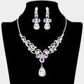 Teardrop Crystal Rhinestone Vine Drop Collar Necklace