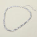 Silver Dipped Double Row Rhinestone Necklace