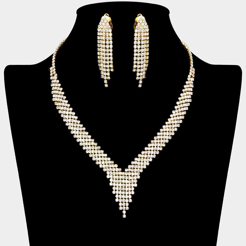 CZ Stone Paved Fringe Necklace