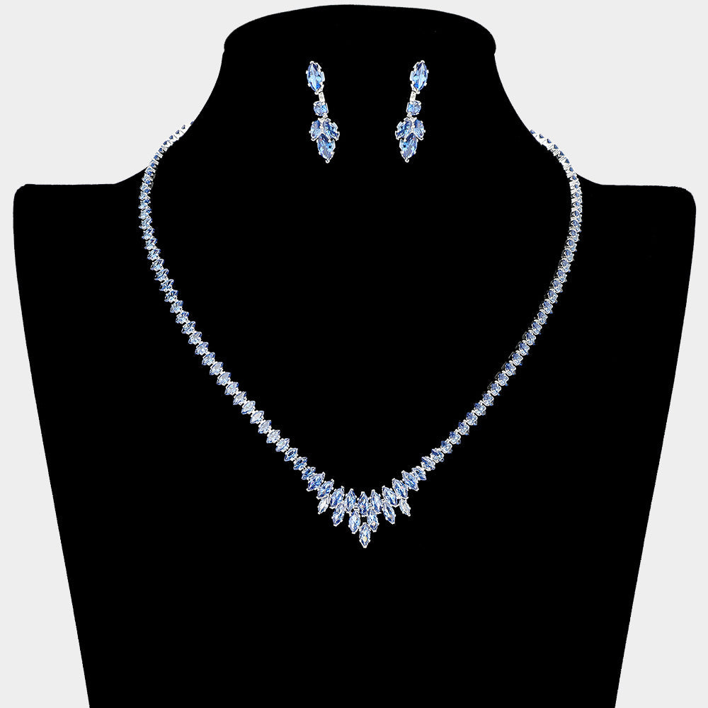 Marquise CZ Stone Cluster Necklace